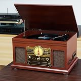 Mersoco 10-in-1 Bluetooth Record Player Mahogany 3-Speed Turntable view 3
