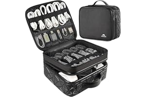 Cable Organizer Bag, Waterproof Travel Electronic Storage with Adjustable Divider, Shockproof Portable Double Layer Tech Bags