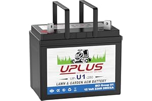 UPLUS NEW TECHNOLOGY BATTERY UPLUS 280CCA U1 Riding Lawn Mower Battery, 12V Garden Tractors Battery Maintenance Free AGM Batteries, Fit for John Deere, Cub Cadet, Husqvarna, Craftsman, Toro, Ariens, Poulan Pro and Troy-Bilt