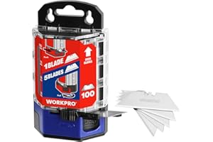 WORKPRO Utility Knife Blades, 100-Pack Utility Blades Replacement with Dispenser, SK5 Carbon Steel, Red