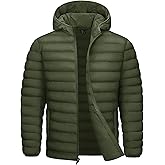 TACVASEN Men's Lightweight Puffer Jacket with Hood Water Resistant Windproof Insulated Jacket Quilted Lined Winter Coats