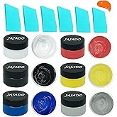 JAJADO 6 Jars Chalk Paste Silk Screen Stencils Paint and 6Pcs Mini Squeegees, Chalk Paint for Reusable Adhesive Stencils Painting on Wood, T-Shirts, Wall DIY Home Decor Chalkboard Art Craft Supplies