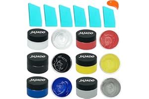JAJADO 6 Jars Chalk Paste Silk Screen Stencils Paint and 6Pcs Mini Squeegees, Chalk Paint for Reusable Adhesive Stencils Painting on Wood, T-Shirts, Wall DIY Home Decor Chalkboard Art Craft Supplies
