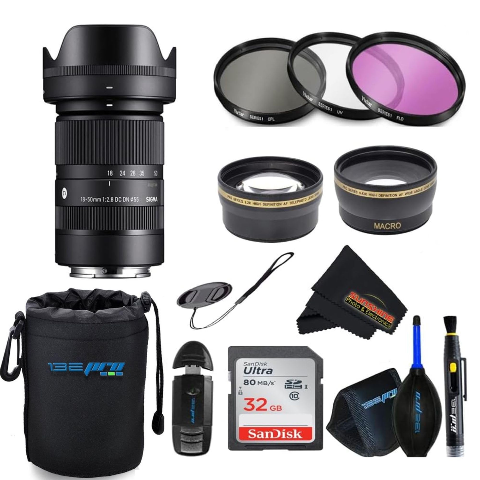 Sigma 18-50mm f2.8 DC DN Contemporary Lens for Canon RF with Sunshine Photo Advanced Bundle - 4 Years USA Manufacturer Warranty