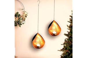 TIED RIBBONS 2 Set Wall Hanging Tea Light Candle Holders | Iron, Golden | 18 Inch | Votive Sconce Candle Holder for Home, Living Room, Wedding, Diwali Décor, Indoor, Events | Tealight Holder for Wall