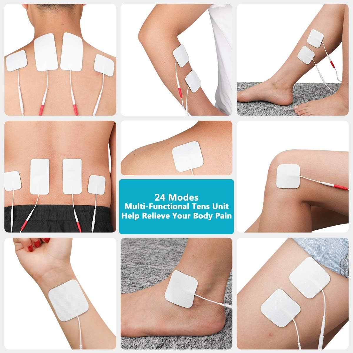 SPACEREST TENS Unit 24 Modes Rechargeable Muscle Stimulator, Electronic Pulse Massager with 16 Electrode Pads Dual Channel Tens Unit: Health & Personal Care