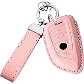 Riasot Leather Key Fob Cover with Keychain for BMW 3 5 7 Series X1 X2 X3 X4 X5 X6 Classic