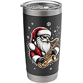 Saxophone Men Santa Playing Alto Sax Jazz Musical Christmas Stainless Steel Insulated Tumbler