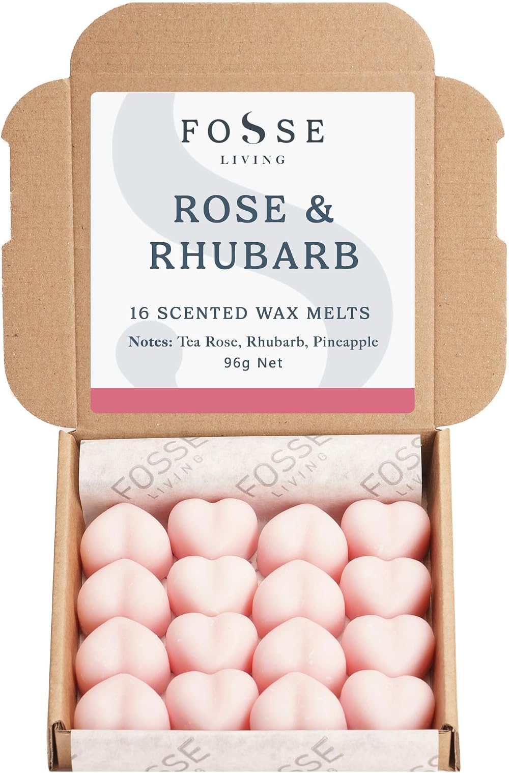 Fosse Living Rose & Rhubarb Soy Wax Melts 16 Pack – Pet Safe