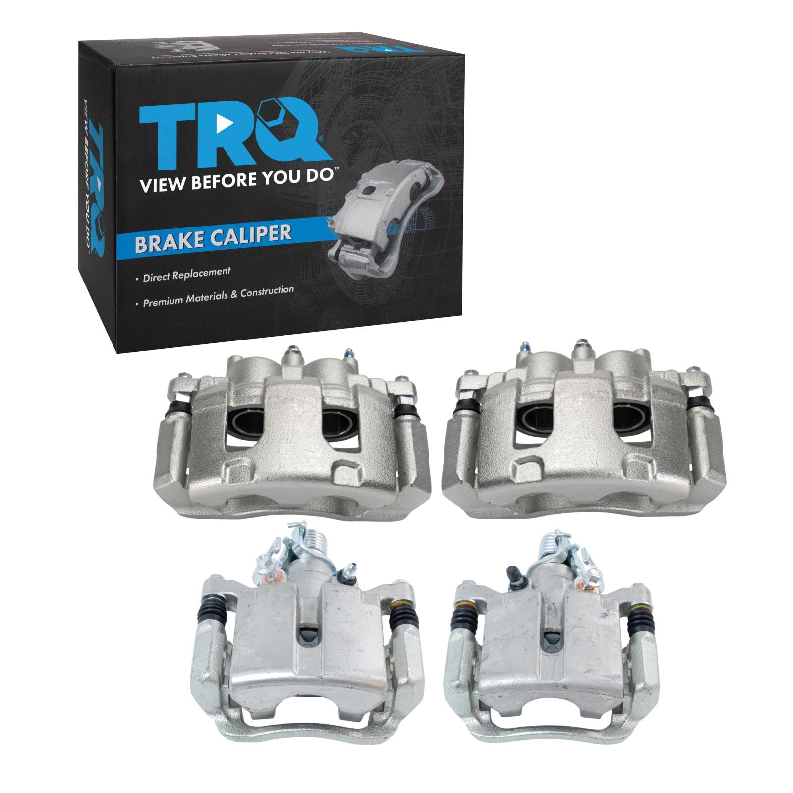 TRQ Front and Rear Brake Caliper Set Zinc Coated Brackets Compatible with 2011-2013 Chevrolet Impala