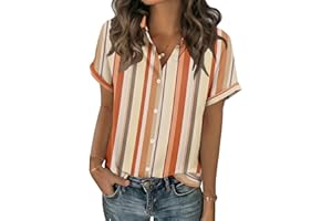 Zeagoo Short Sleeve Summer Tops for Women Casual Button Down Shirts Solid/Striped Business Work Blouses