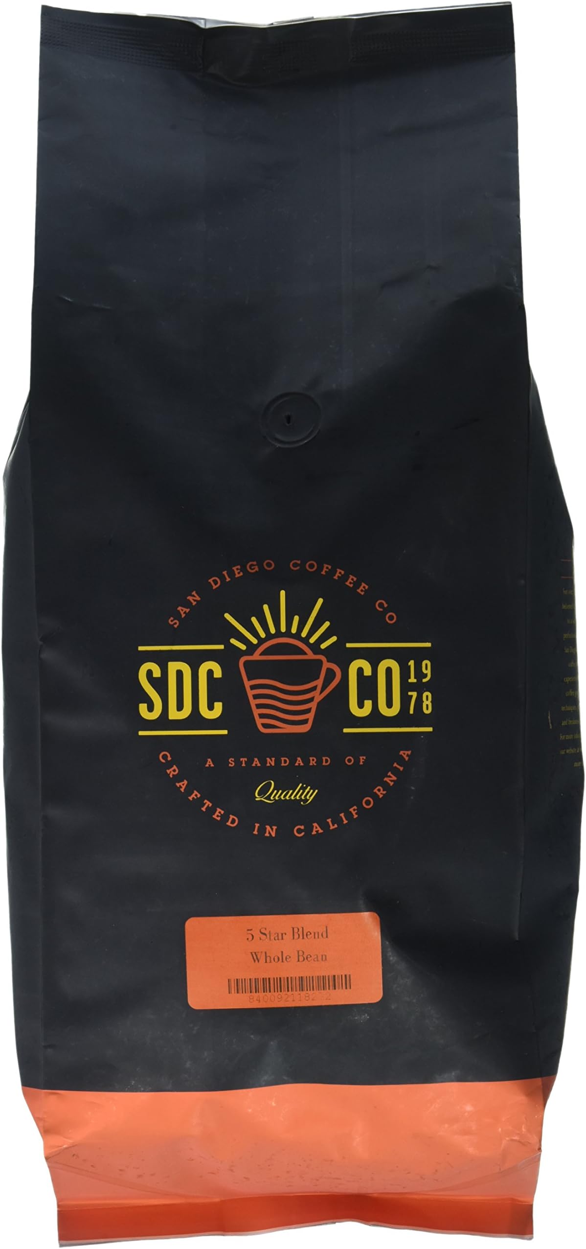 San Diego Coffee 5 Star Blend, Dark Roast, Whole Bean Coffee, 5-Pound Bag Café en grano tostado