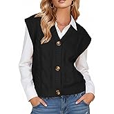 EXLURA Women's Fall Fashion Sweaters Vest Tops Sleeveless Button Down V Neck Chunky Cable Knit Cardigan Trendy Outfits 2025