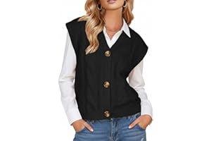 EXLURA Women's Fall Fashion Sweaters Vest Tops Sleeveless Button Down V Neck Chunky Cable Knit Cardigan Trendy Outfits 2025