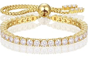 TUHE Moissanite Tennis Bracelet 1.52ct-7.76ct Adjustable Bracelet for Women 18K White Gold Plated S925 Sterling Silver Tennis Bracelet D Color VVS1 Round Cut 2/3/4mm Moissanite Bracelet Gifts for Wife/Mom