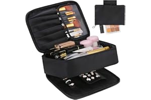 DIMJ Makeup bag and Jewelry Bag for Women, Large Make Up Bag Organizer with Compartments Waterproof Makeup Bag and Jewelry Bag for Women (Black)