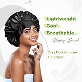 BONNET QUEEN Satin Bonnet for Sleeping Black Hair Cap Night Sleep Cap Scarf view 2