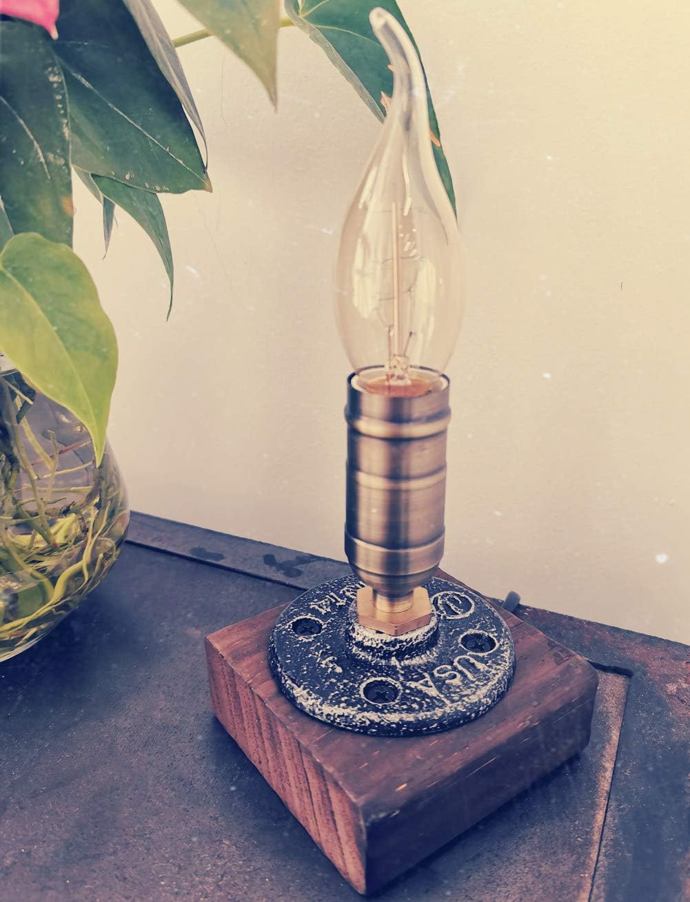 JINYU Vintage Weathered Wood Table Lamp - Image 3