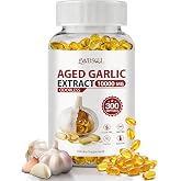 WBSQL Odorless Aged Garlic Extract 10,000 mg - 300 Softgels, 2 Year Aged Garlic Supplements for Heart &amp; Immune Support - Natural Antioxidant Supplement, Non-GMO, Gluten-Free, Vegan