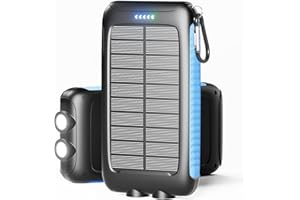 NUYNIX Solar Charger, 20000mAh Portable Solar Power Bank - IPX5 Waterproof with Built-in Solar Panel and LED Flashlight, Solar Phone Charger