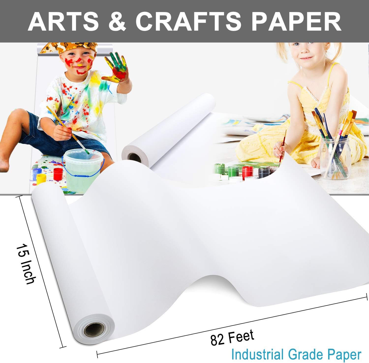 White Art Paper Roll - Gimilife15 Inch by 82 Feet (984 Inch) Drawing Paper Easel Paper Roll for Kid's Art Easel Paper, Wall Art, Fadeless Bulletin Board Paper, Gift Wrapping Paper and Kids Crafts: Arts, Crafts & Sewing