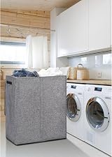 DOKEHOM 150L Double Laundry Basket with Lid and Removable Bags Grey view 8