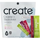 Create Creatine + Electrolytes &ndash; Energy &amp; Strength &ndash; Variety Pack | NSF Certified for Sport &ndash; Daily Hydration Mix, 30 Sugar-Free Stick Packs with 1000mg Taurine, Supports Recovery &amp; Endurance