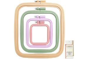 LAMXD 4 Pieces Embroidery Hoop Rectangle Square Embroidery Frame Cross Stitch Hoop Sewing Tool for Art Craft Handy Sewing (Multicolor),with Gold Eye Embroidery Needles
