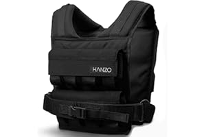 HANZO Weighted Vest for Men & Women 25lbs | 35lbs | 45lbs | 65lbs | Weight Vest With Removable Iron Weights, Adjustable Heavy