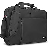 Solo New York Briefcase - Laptop Carrying Bag for Women & Men, Brief for Travel & Work, Internal Tablet Pocket, Adjustable Shoulder Strap, Fits 15.6" Computer - Lead Slim, Black