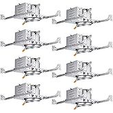 TORCHSTAR 8-Pack 4 Inch Shallow New Construction Recessed Lighting Housing, IC Rated & Air Tight Ceiling LED Downlight Can with J-Box, ETL Listed Slim/Narrow Can Light Housing, TP24 Connector
