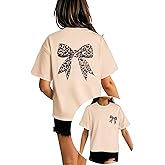 Ecolal Girls Graphic Tees Short Sleeve Preppy Summer Oversized T Shirts Casual Cute Tops