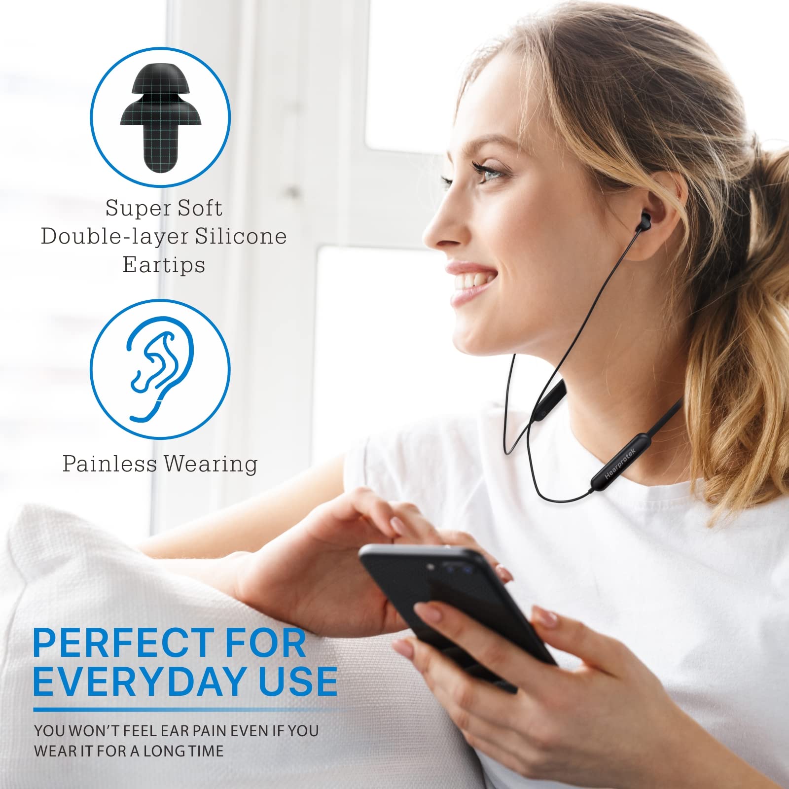 Hearprotek Wireless Headphones, Bluetooth 5.4 Sleep Soft and Lightweight in-Ear Earbuds for Sleeping, 25+Hour Playtime, Ideal for Side Sleepers, Relaxing, Meditating