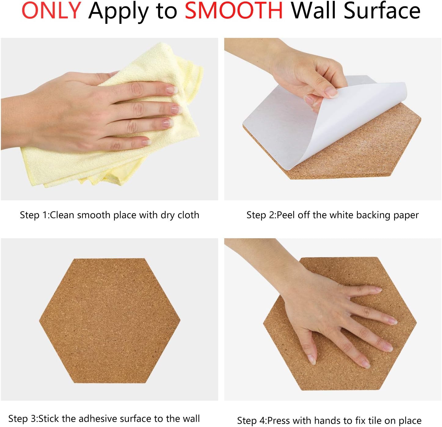 10 Pack Self-Adhesive Cork Board Tiles Mini Wall Bulletin Board with 50 Multi-Color Push Pins : Office Products