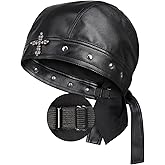 Biker Cap for Women Leather - Adjustable Motorcycle Skull Cap with Snug Fit, Stylish Biker Doo Rag Headwrap for Riding & Outdoor Activities