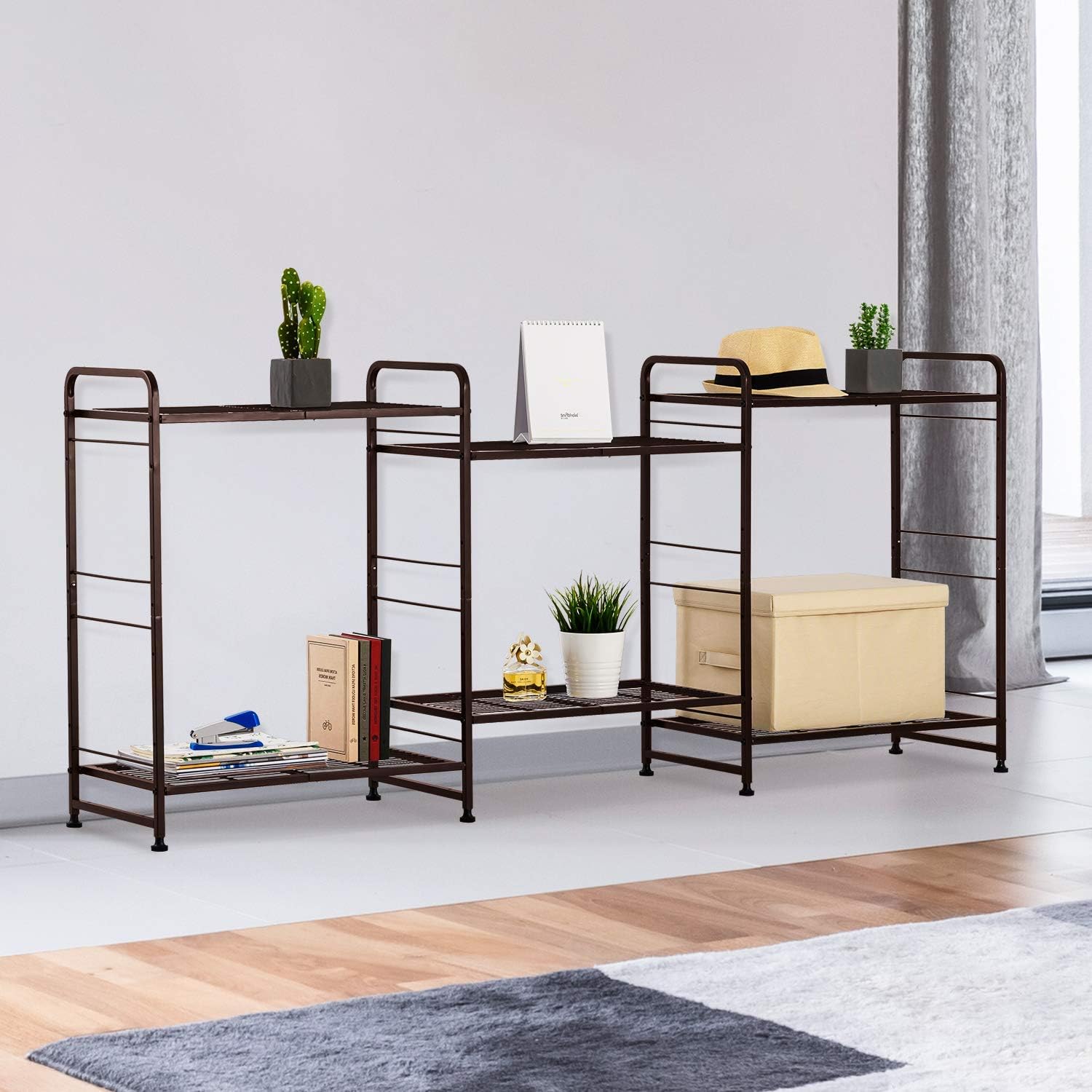 Simple Trending 3-Tier Stackable Wire Shelving Unit Storage Rack, Expandable & Adjustable Kitchen Storage Cabinet Shelf Organizer, Bronze: Kitchen & Dining