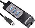 [2-in-1] Inateck 3 Ports USB 3.0 Hub and RJ45 10/100/1000 Gigabit Ethernet Hub Converter LAN Wired Network Adapter with a Built-in 1ft USB 3.0 Cable