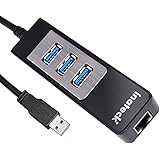 [2-in-1] Inateck 3 Ports USB 3.0 Hub and RJ45 10/100/1000 Gigabit Ethernet Hub Converter LAN Wired Network Adapter with a Built-in 1ft USB 3.0 Cable