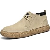 Myallfeet Men's Frosted Leather Suede Suede Mid Top Board Shoes Retro Casual Fashion Design Walking Ankle Boots Classic Non Slip Lace Up Suede Oxford Sneakers