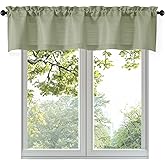 OWENIE Bob 1 PCS Light Green Valances for Windows, Faux Linen Textured Kitchen Window Curtains Valance for Bedroom Living Room, Modern Soft Airy Solid Rod Pocket Bathroom Cafe Curtain, 60Wx14L Inch