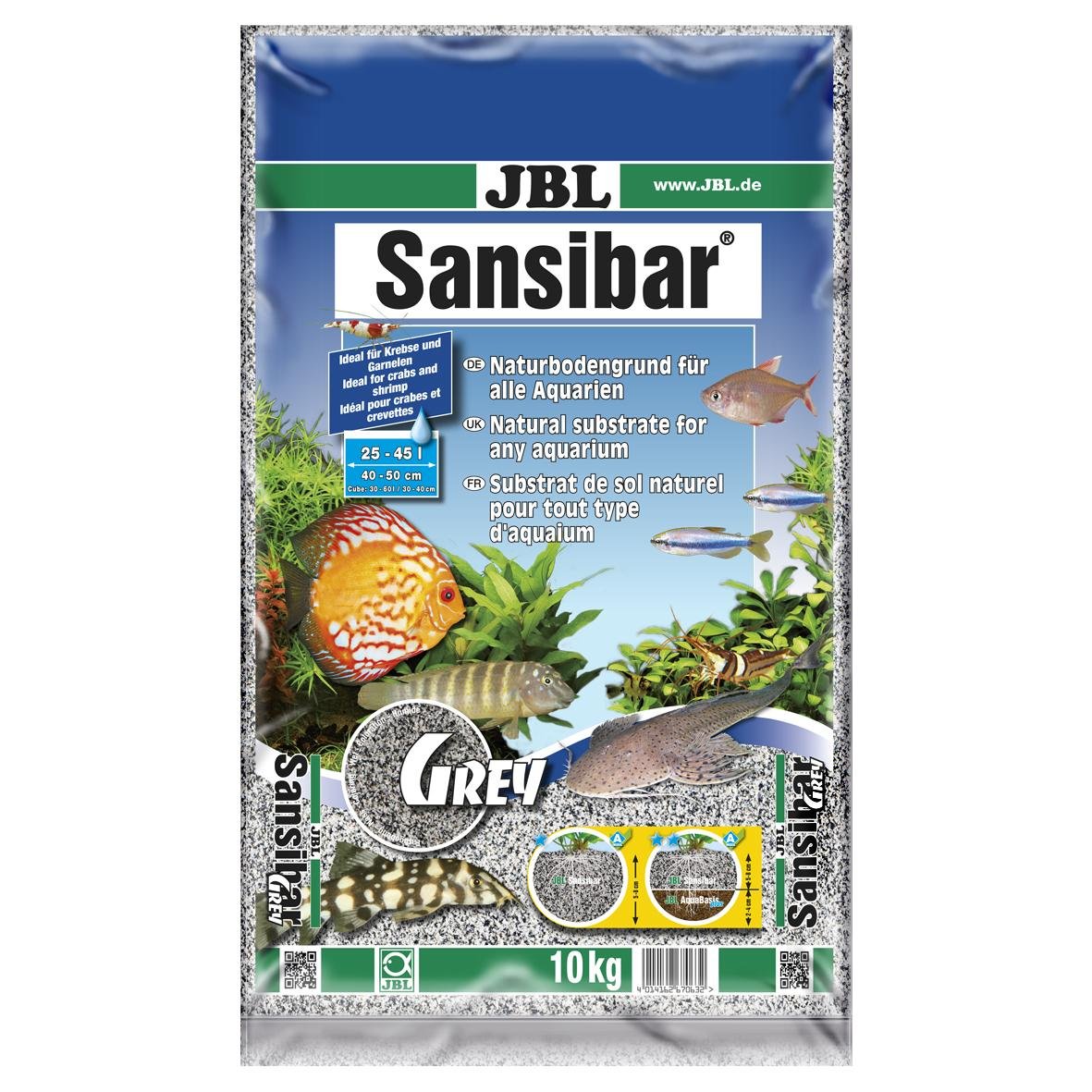 JBL Sansibar GREY 10 kg, Grey, fine substrate for freshwater and saltwater aquariums