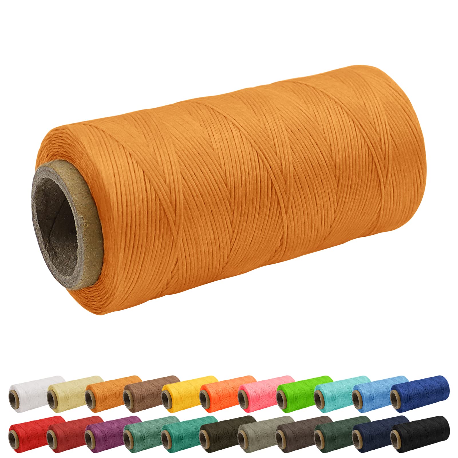 Uiopa 1mm Waxed Thread, 260m 150D Leather Sewing Thread, Hand Stitching Flat Waxed Cord for Leather Craft, Bookbinding, Shoes Repairing, Khaki Cord