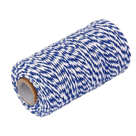 KAIMENG 100M Bindegarn Draht von Baumwolle Schnur Bakers Twine (weiß Blau Navy)