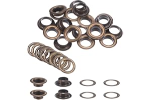 HARFINGTON 20Set Grommets Eyelets with Washers 12mm Copper Metal Eyelets Kit for Fabric Curtain Tarps Leather Belt Shoes Bag DIY, Bronze