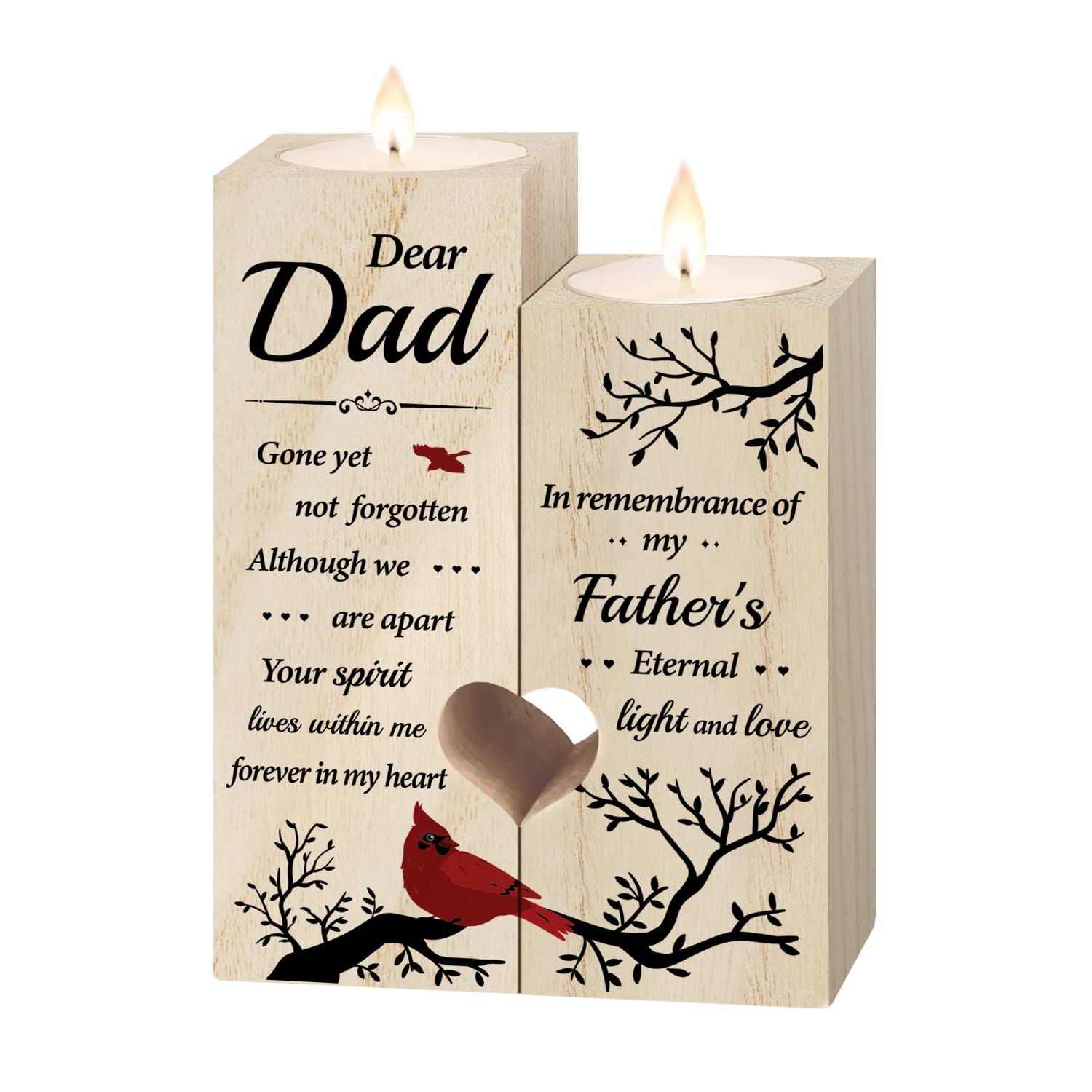 Niyewsor Dad Memorial Gifts - Memorial Candle Holders for Loss of Dad, Sympathy Gifts for Loss of Father, Bereavement Wooden Candle Holders In Memory of Loss of Loved One (FDHNCXX107)
