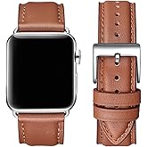 OMIU Leather Bands Compatible with Apple Watch Band 38mm 40mm 41mm 42mm(Series 11/10), Genuine Leather Wristband Starp for iWatch SE Series 11 10 9 8 7 6 5 4 3 2 1 Ultra for Women Men