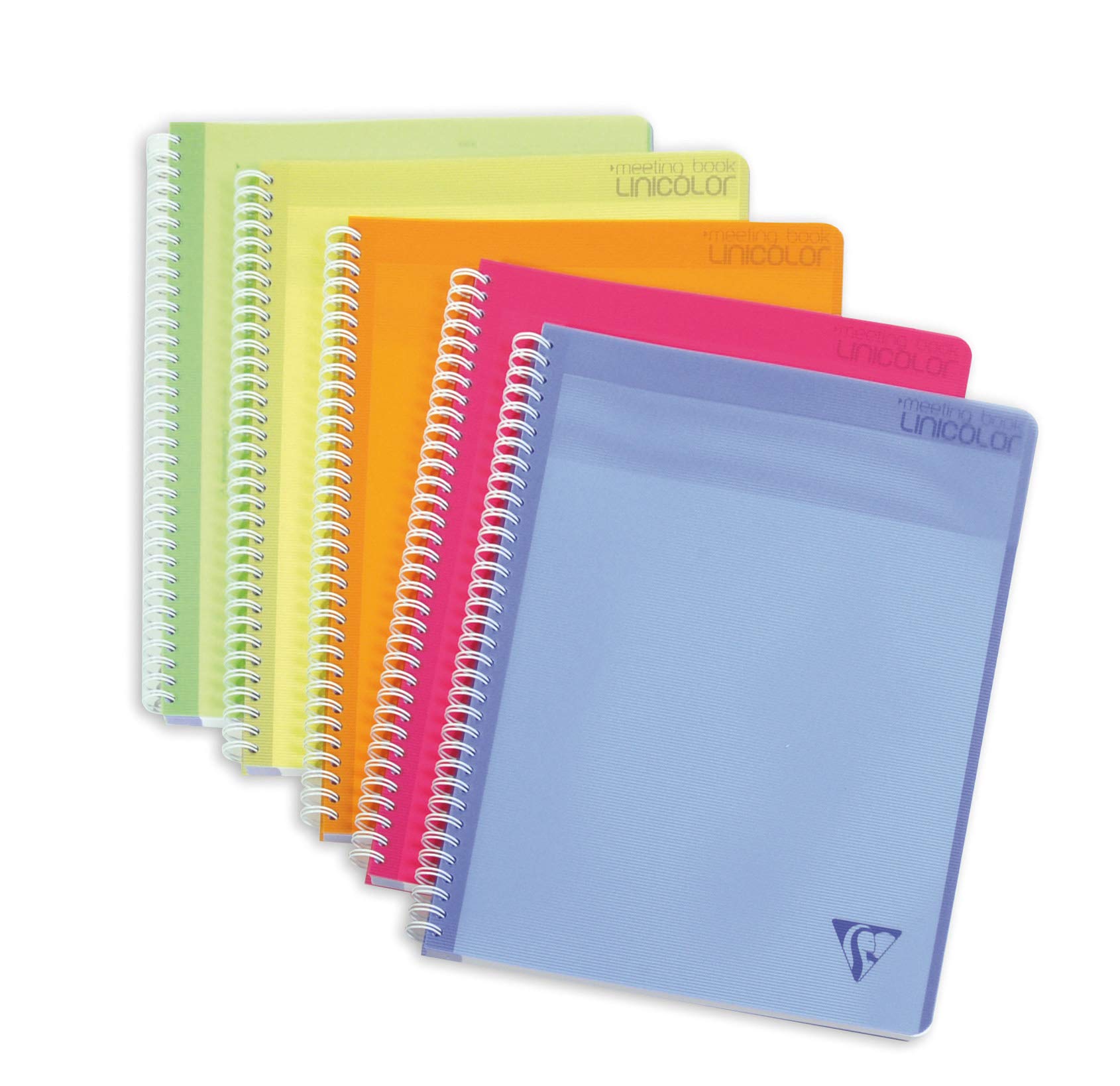 Clairefontaine 328000C Collection LiniColour Fresh Meeting Book Spiral Notebook A4+ 22.5x29.7cm 160 Pages - White Paper 90g - Clear Polypro Cover Random Colour