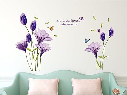 Amazon Brand - Solimo Wall Sticker for Living Room (Tulip Twirl, ideal size on wall, 110 cm x 80 cm ),Multicolour