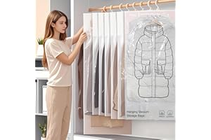 Hanging Vacuum Storage Sealer Bags Space Saver Bag for Clothing, Suits and Jackets, Closet Organizers, Travel-2 Large