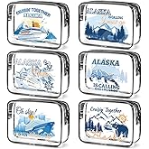 SEAOYOZO 6 Pcs Clear Alaska Makeup Bags Gifts for Women, Beach Cruise Cosmetic Bag,Alaska Cruise Essentials, Travel PVC Waterproof Toiletry Bags for Girls Sister Daughter Nurse Teacher